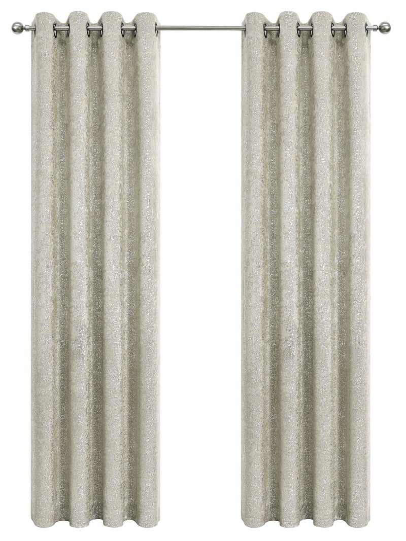 GoodGram 2 Pack Sparkle Chic Thermal Blackout Curtain Panels - Assorted Colors & Sizes (Beige, 84 in. Long) - Image 3